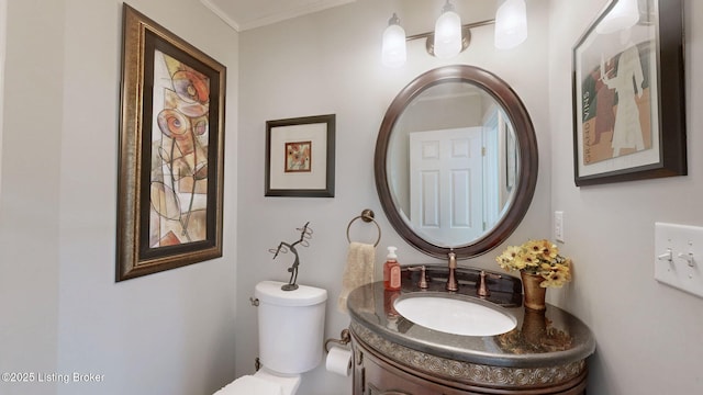 150 E Laurel River Drive Rd, Shepherdsville, KY 40165 - half bath with toilet, vanity, and crown molding