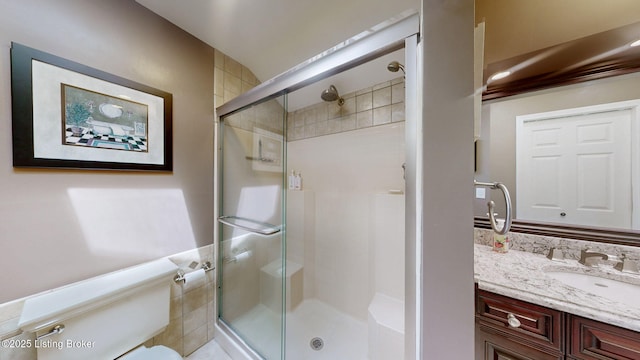 150 E Laurel River Drive Rd, Shepherdsville, KY 40165 - bathroom featuring toilet, a stall shower, and vanity