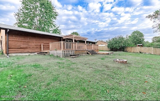 800 Lincoln Dr, Elizabethtown, KY 42701 - view of yard featuring an outdoor fire pit, a wooden deck, and a pergola