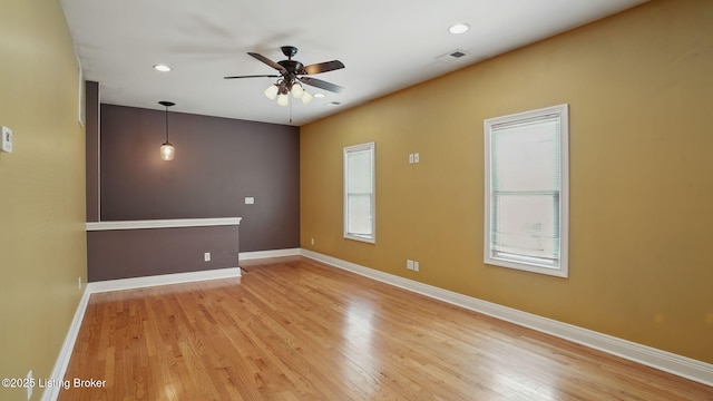 1212 S 2nd St, Louisville, KY 40203 - spare room featuring a ceiling fan, light wood-type flooring, and recessed lighting