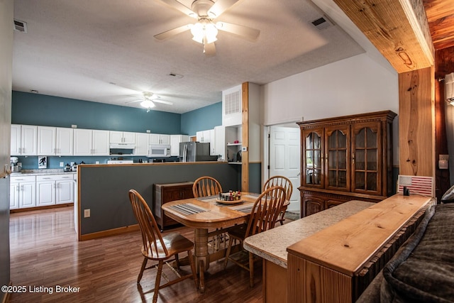 201 Wildflower Ln, Big Springs, KY 40175 - dining room with a ceiling fan and dark wood-style floors