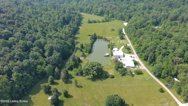 201 Wildflower Ln, Big Springs, KY 40175 - overview of rural landscape with a forest, property parcel outlined, and a large body of water