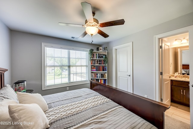 12406 Poplar Woods Dr, Goshen, KY 40026 - bedroom with a ceiling fan and connected bathroom