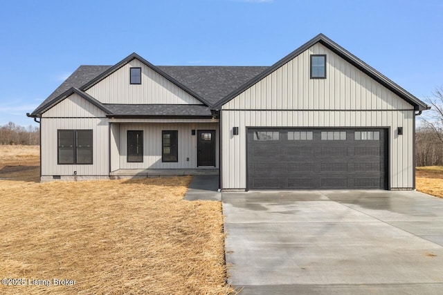 488 Capps Rd, Campbellsville, KY 42718 - modern farmhouse style home with a shingled roof, an attached garage, and concrete driveway