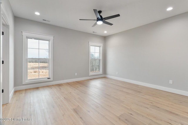 488 Capps Rd, Campbellsville, KY 42718 - empty room with light wood-type flooring, a ceiling fan, baseboards, and recessed lighting