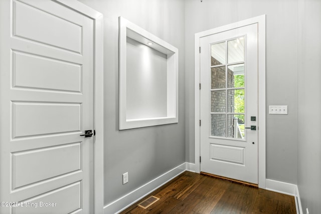 912 Artisan Pkwy, La Grange, KY 40031 - doorway to outside featuring baseboards and dark wood-style floors