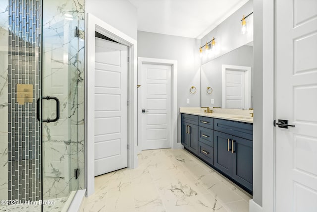 912 Artisan Pkwy, La Grange, KY 40031 - full bathroom with marble look tile flooring, double vanity, and a marble finish shower