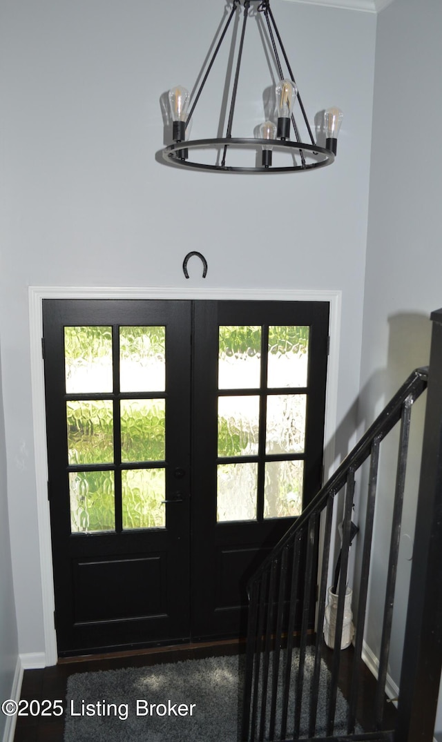 7506 Greenlawn Rd, Louisville, KY 40242 - entrance foyer with a chandelier and french doors