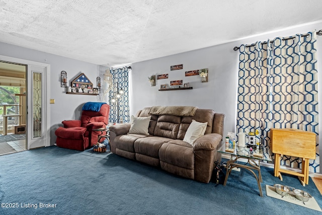 1261 Lipps Ln, Louisville, KY 40219 - living room with carpet flooring and a textured ceiling