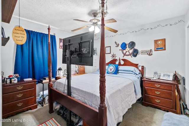 1261 Lipps Ln, Louisville, KY 40219 - carpeted bedroom with a textured ceiling and ceiling fan