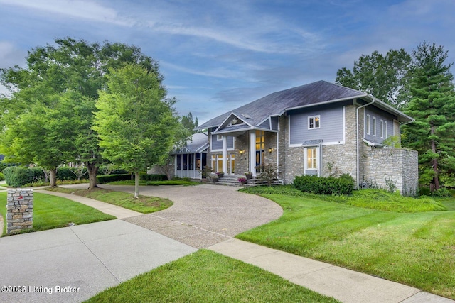 603 Woodlake Dr, Louisville, KY 40245 - view of front of house with a front yard and stone siding