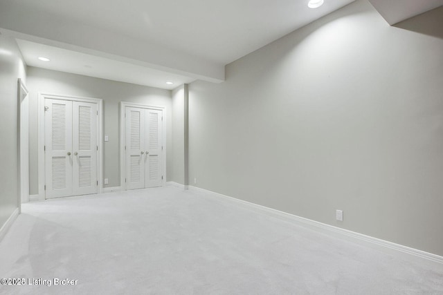 603 Woodlake Dr, Louisville, KY 40245 - below grade area with light carpet, recessed lighting, and baseboards