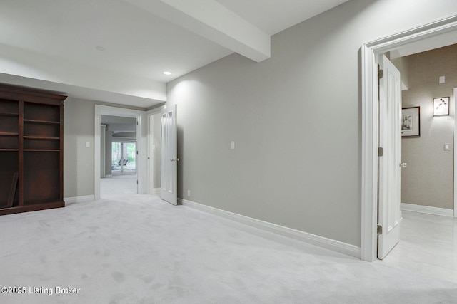 603 Woodlake Dr, Louisville, KY 40245 - unfurnished room with light colored carpet, baseboards, beam ceiling, and recessed lighting