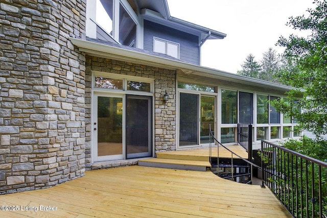 603 Woodlake Dr, Louisville, KY 40245 - wooden deck with a sunroom
