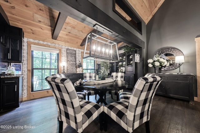 282 Lakeview Ln, Mcdaniels, KY 40152 - dining room with dark wood-style flooring and wooden ceiling