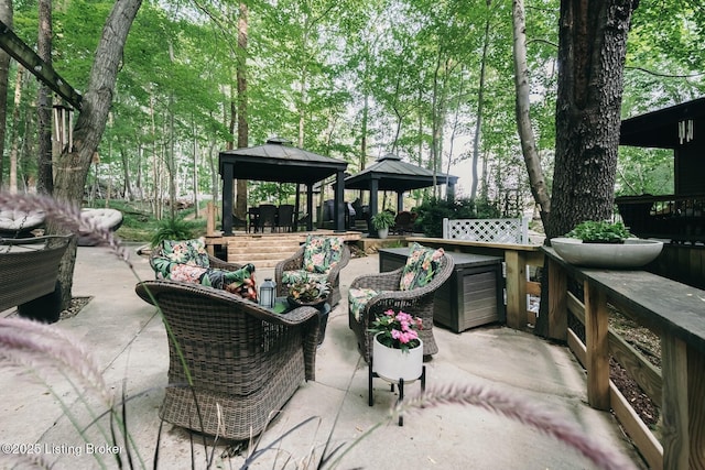 282 Lakeview Ln, Mcdaniels, KY 40152 - view of patio / terrace featuring a gazebo and an outdoor living space