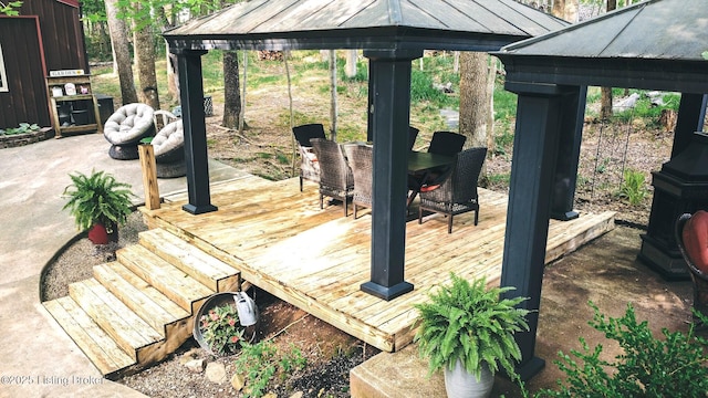 282 Lakeview Ln, Mcdaniels, KY 40152 - wooden deck with a gazebo and outdoor dining area