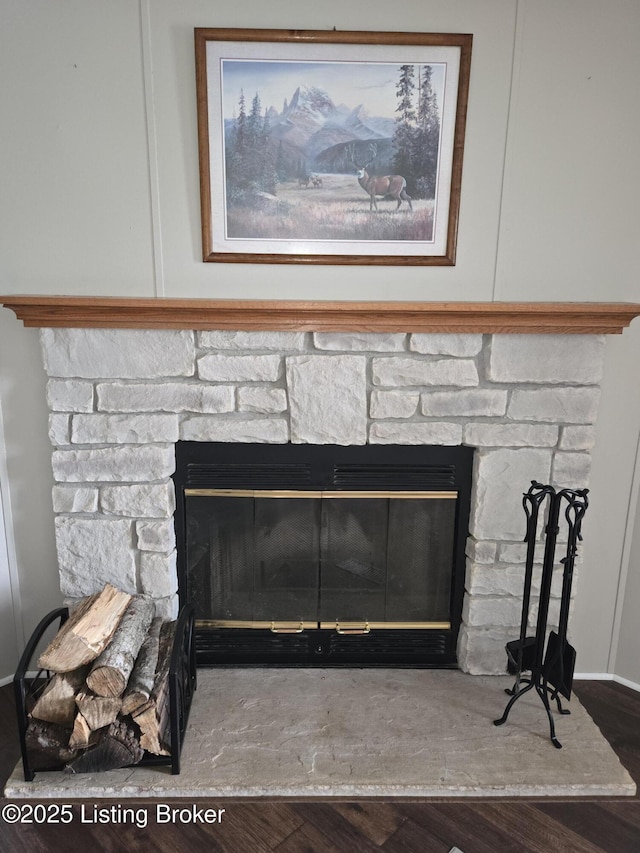 2131 Ridge Rd, Shepherdsville, KY 40165 - detailed view of a stone fireplace and wood finished floors