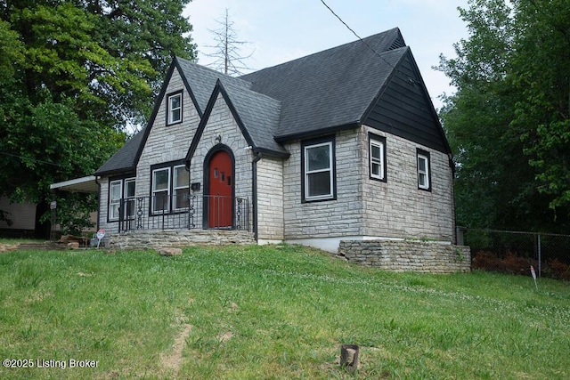 1436 Huntoon Ave, Louisville, KY 40215 - tudor house featuring stone siding and roof with shingles