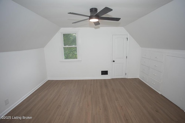 1436 Huntoon Ave, Louisville, KY 40215 - additional living space featuring wood finished floors, ceiling fan, lofted ceiling, and baseboards