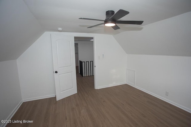 1436 Huntoon Ave, Louisville, KY 40215 - bonus room featuring wood finished floors, a ceiling fan, baseboards, and lofted ceiling
