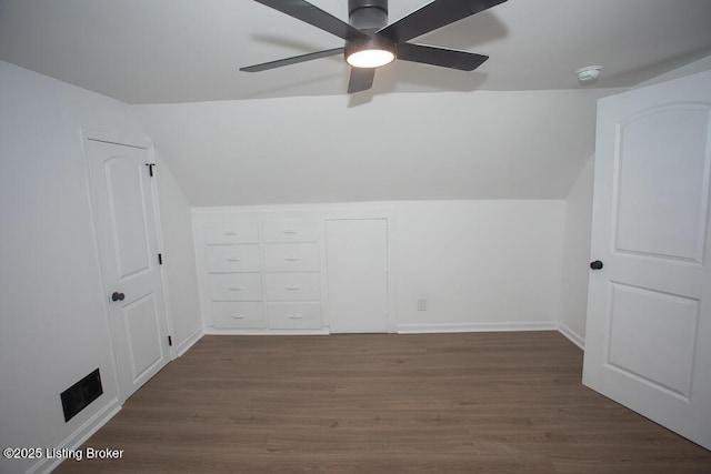 1436 Huntoon Ave, Louisville, KY 40215 - additional living space featuring lofted ceiling, wood finished floors, ceiling fan, and baseboards