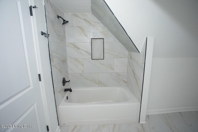 1436 Huntoon Ave, Louisville, KY 40215 - bathroom with bathtub / shower combination, marble finish flooring, and baseboards