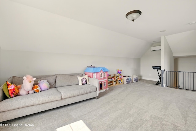 131 Gavin Dr, Shepherdsville, KY 40165 - recreation room with carpet floors, lofted ceiling, and an AC wall unit