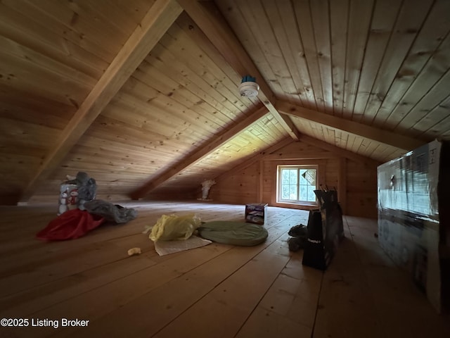 661 Blue Bird Rd, Falls Of Rough, KY 40119 - additional living space featuring wooden ceiling, lofted ceiling, and hardwood / wood-style floors