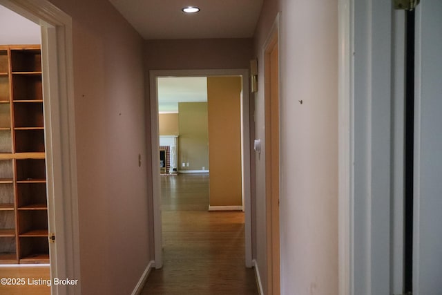 502 Hill Ridge Rd, Louisville, KY 40214 - corridor with dark wood-style flooring and recessed lighting