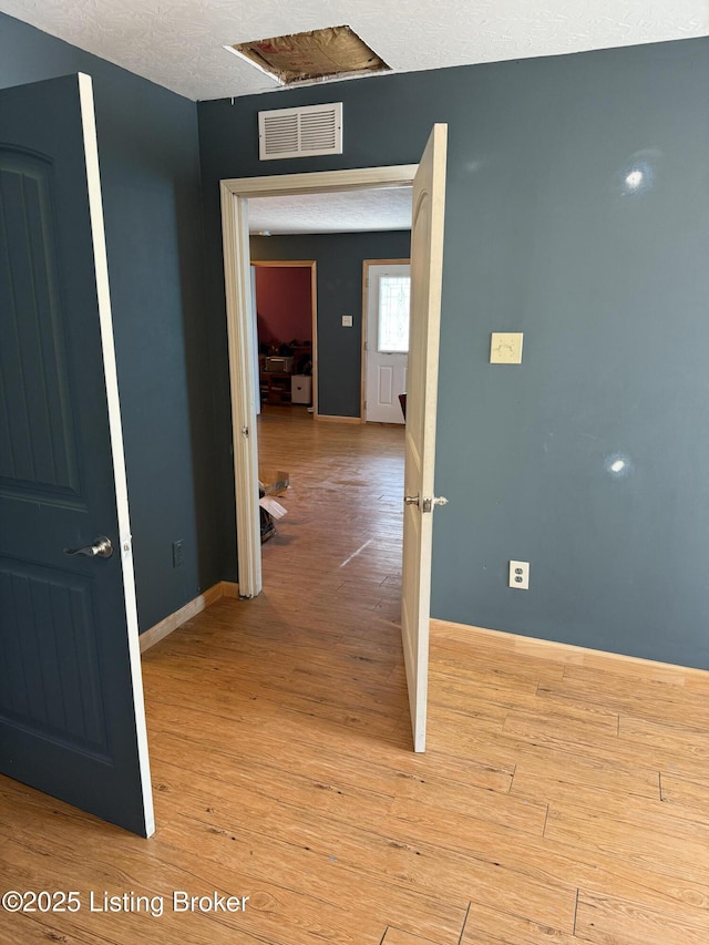 775 Constantine Vertrees Rd, Garfield, KY 40140 - hall featuring light wood-style flooring, baseboards, and a textured ceiling