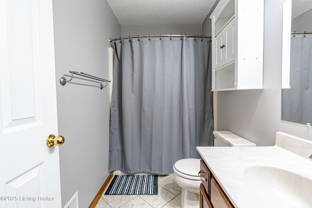1117 Breezy Way, Bardstown, KY 40004 - bathroom with a textured ceiling, vanity, tile patterned flooring, and a shower with curtain