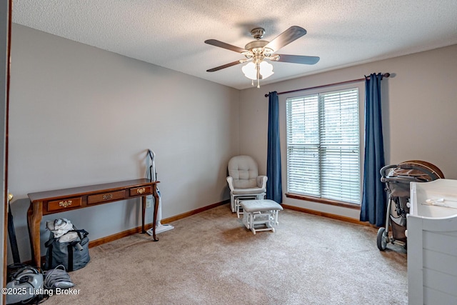 1117 Breezy Way, Bardstown, KY 40004 - sitting room featuring carpet flooring, a ceiling fan, and a textured ceiling