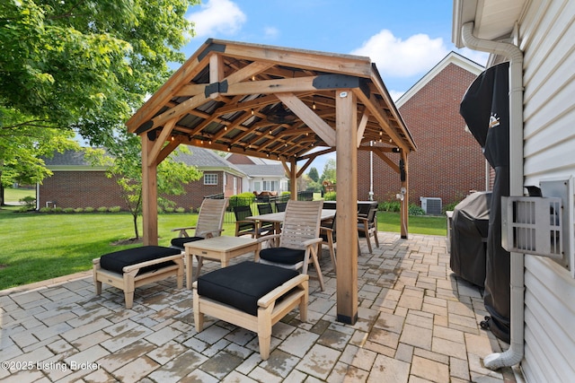 1406 Rutland Club Ct, Louisville, KY 40245 - view of patio / terrace featuring a gazebo, outdoor dining space, and central AC unit
