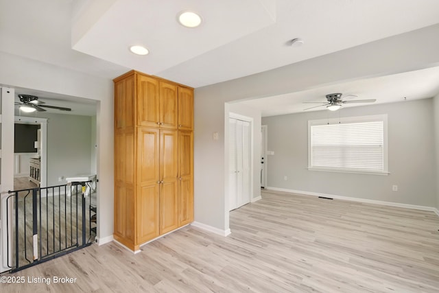 1717 Stricker Rd, Memphis, IN 47143 - interior space featuring a ceiling fan, light wood finished floors, baseboards, a smoke detector, and recessed lighting