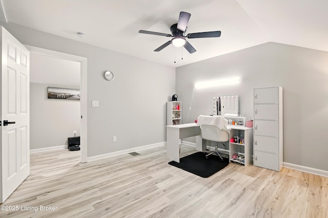 1717 Stricker Rd, Memphis, IN 47143 - office area featuring wood finished floors, ceiling fan, and baseboards