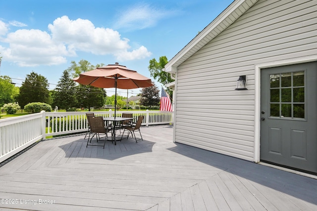 1717 Stricker Rd, Memphis, IN 47143 - wooden deck featuring outdoor dining area