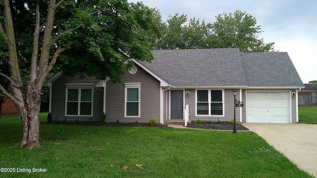 134 Caldwell Ave, Bardstown, KY 40004 - single story home with a garage, driveway, a front lawn, and roof with shingles