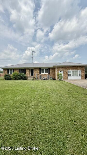 187 Glenn Rd, Leitchfield, KY 42754 - ranch-style home with a front yard and brick siding