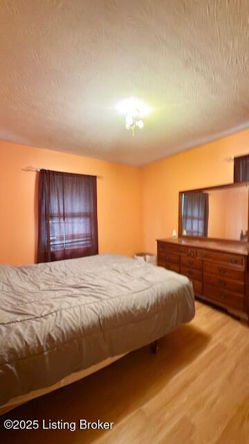 187 Glenn Rd, Leitchfield, KY 42754 - bedroom with wood finished floors and a textured ceiling