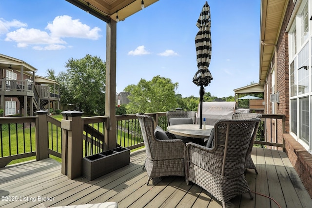 13127 Wilhoyte Ct Unit 13127, Prospect, KY 40059 - wooden terrace featuring outdoor dining area