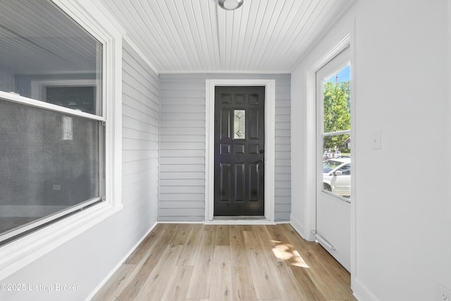 220 N 39th St, Louisville, KY 40212 - entryway featuring light wood-style flooring and wooden ceiling