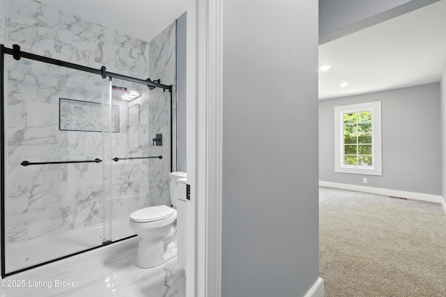 220 N 39th St, Louisville, KY 40212 - bathroom featuring a marble finish shower and recessed lighting