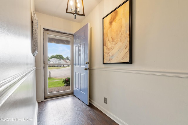 6800 Beard Ct, Louisville, KY 40228 - foyer featuring dark wood-style floors and a chandelier