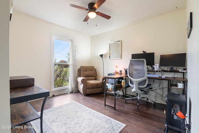 6800 Beard Ct, Louisville, KY 40228 - office area featuring plenty of natural light, a ceiling fan, and wood finished floors
