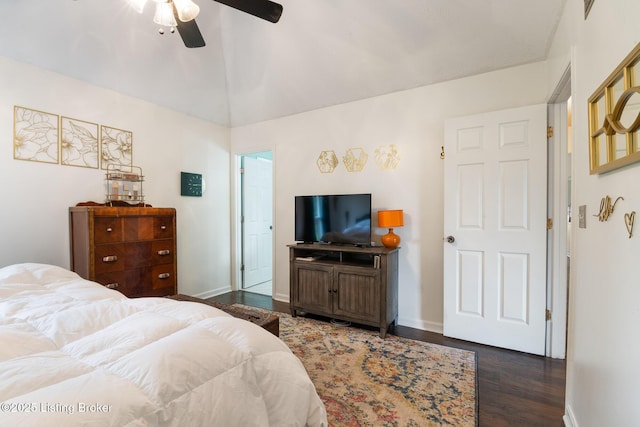 6800 Beard Ct, Louisville, KY 40228 - bedroom with wood finished floors, vaulted ceiling, and ceiling fan