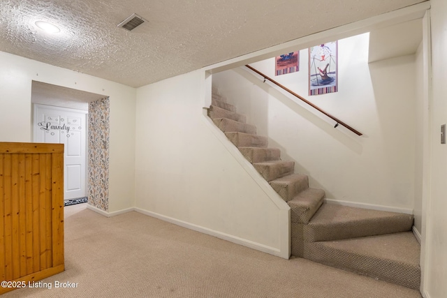 6800 Beard Ct, Louisville, KY 40228 - stairway with carpet floors and a textured ceiling