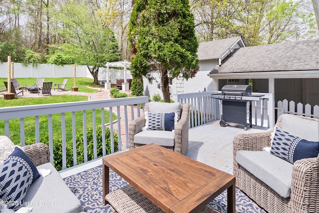 7408 Floydsburg Rd, Crestwood, KY 40014 - wooden deck with an outdoor fire pit and area for grilling
