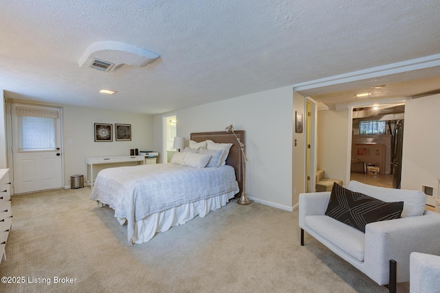 2417 Meadow Rd, Seneca Gardens, KY 40205 - bedroom with a textured ceiling, light colored carpet, and baseboards