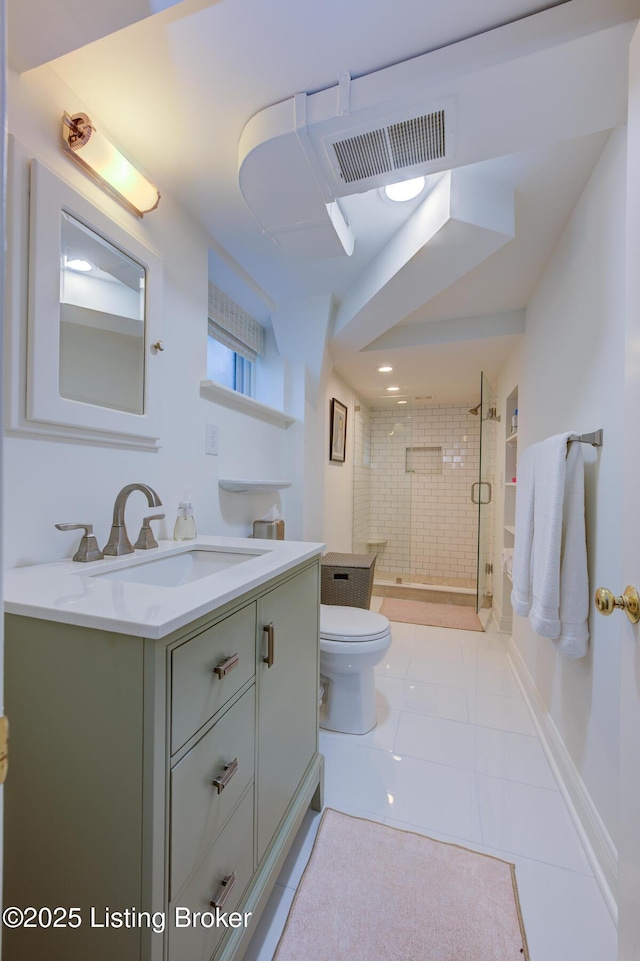 2417 Meadow Rd, Seneca Gardens, KY 40205 - bathroom featuring toilet, vanity, and a shower stall